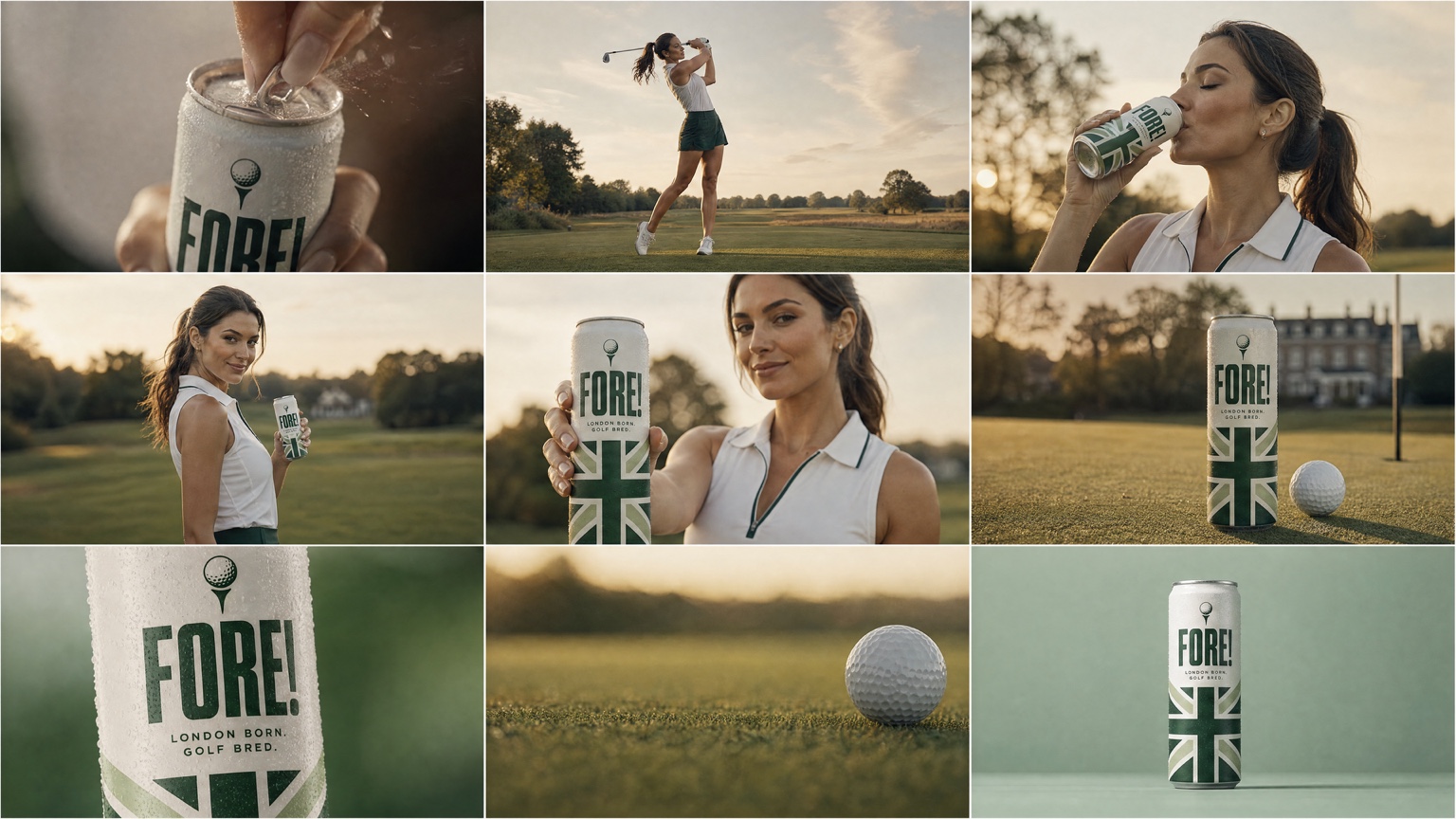 A golfer enjoying a FORE! drink during a pause on the course